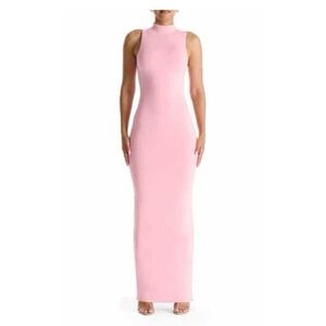 Naked Wardrobe mock neck maxi dress medium pink